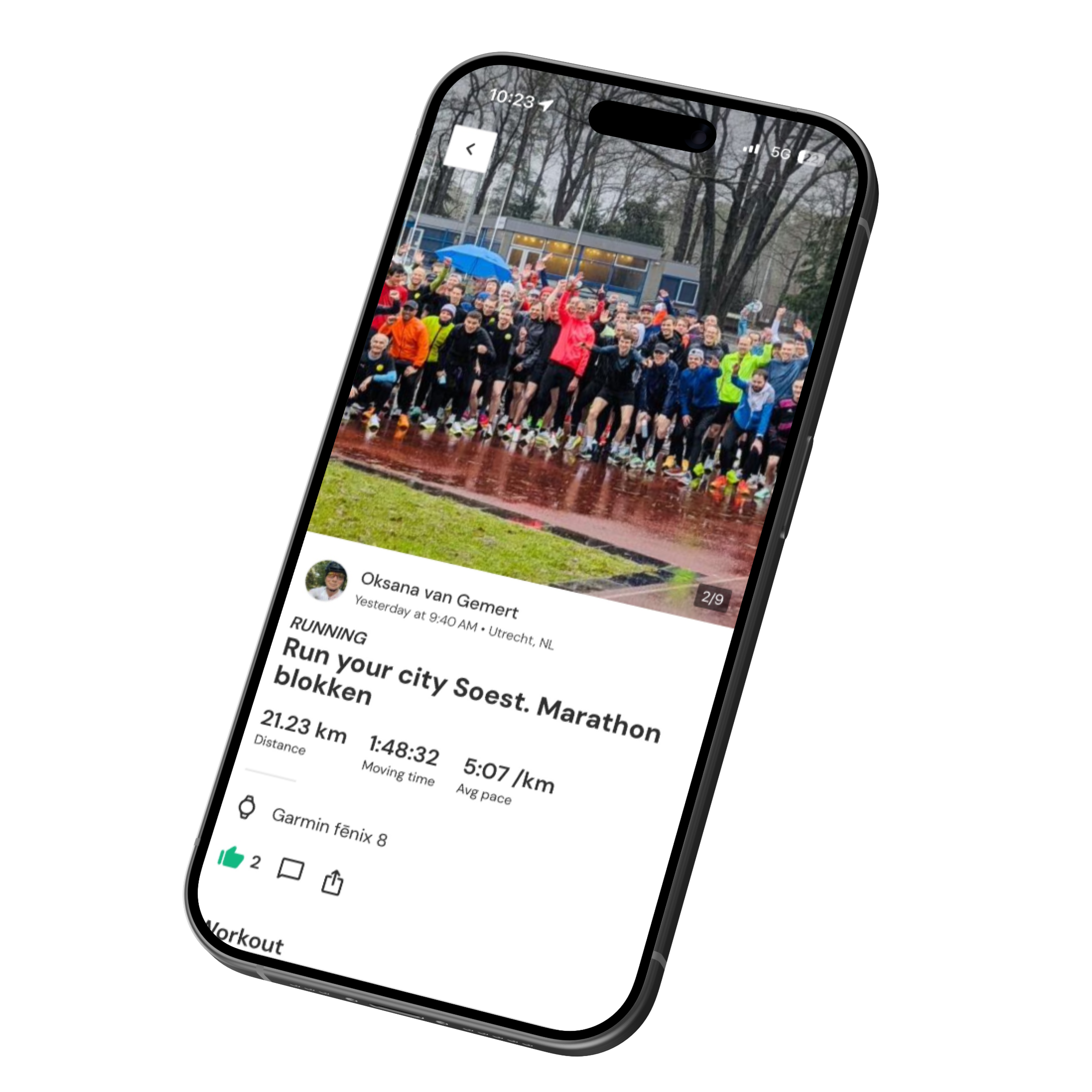 Tracka app displaying an activity